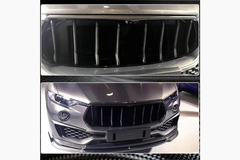 Maserati Levante 2016- рр. Накладка на решітку радіатора (для Base/S, Карбон) Фото 3