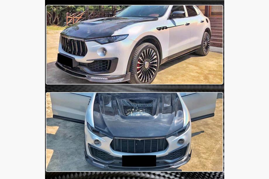 Maserati Levante 2016- рр. Накладка на передній бампер Lip V2 (для Base/S, Карбон) Фото 3