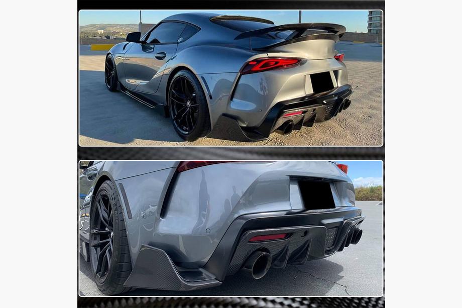 Toyota Supra 2019- рр. Накладки на задній бампер (Карбон) Фото 4