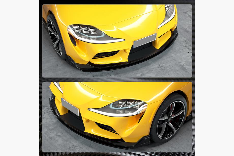 Toyota Supra 2019- рр. Накладка на передній бампер Lip V2 (Карбон) Фото 4