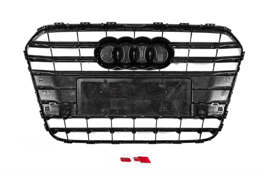 Audi A6 C7 2011-2017 рр. Передня чорна решітка з хром рамкою S-style (2011-2014) Фото 4