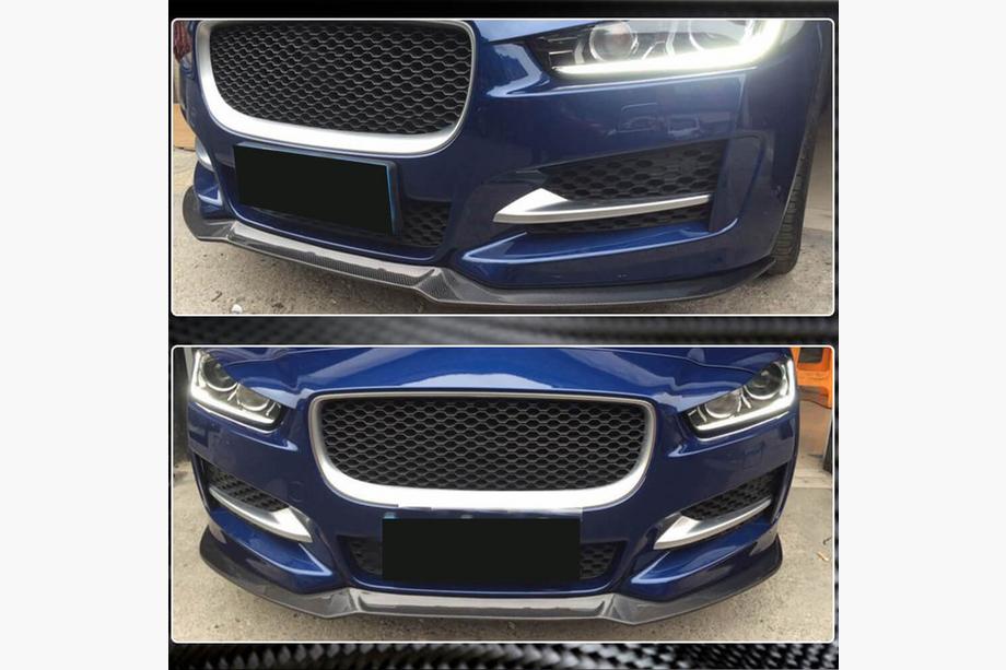 Jaguar XE 2016- рр. Накладка на передній бампер Lip (2015-2019, Карбон) Фото 4