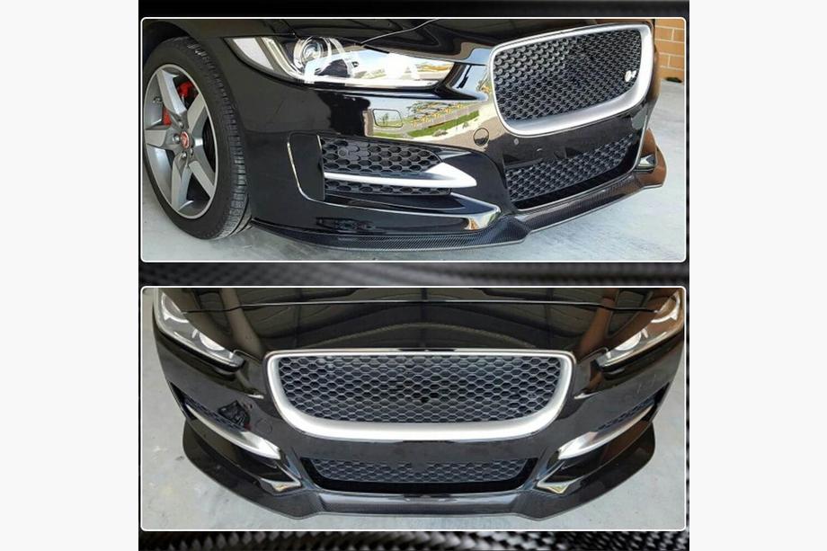 Jaguar XE 2016- рр. Накладка на передній бампер Lip (2015-2019, Карбон) Фото 5