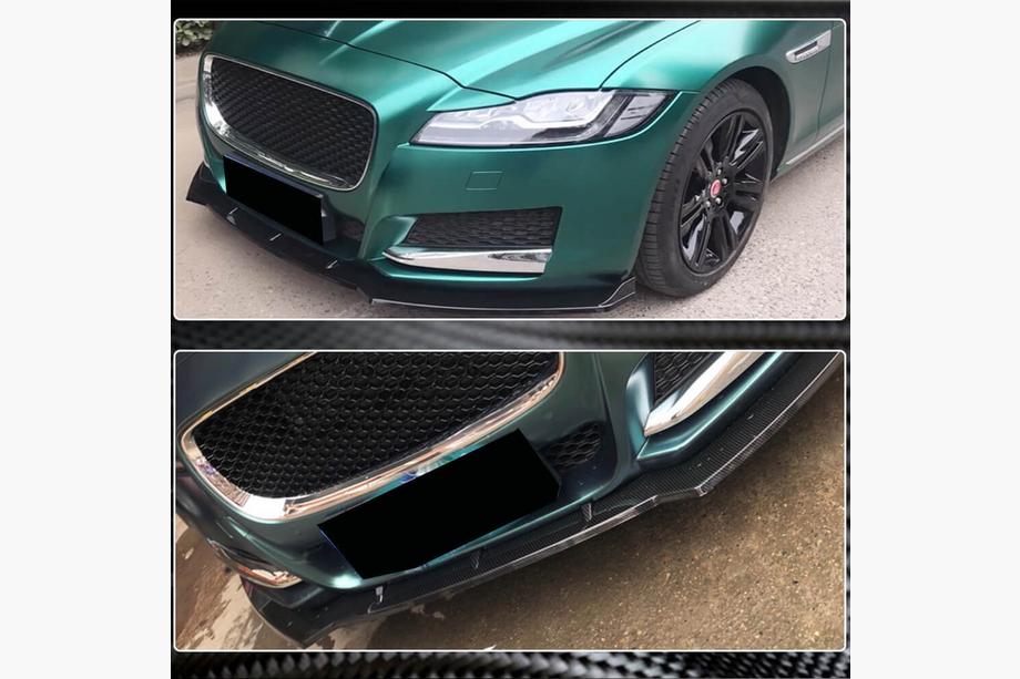 Jaguar XF 2016- рр. Накладка на передній бампер Lip (2016-2020, Карбон) Фото 3