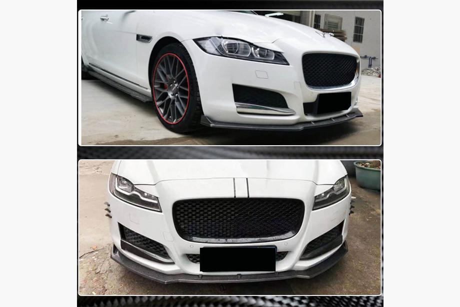 Jaguar XF 2016- рр. Накладка на передній бампер Lip (2016-2020, Карбон) Фото 4