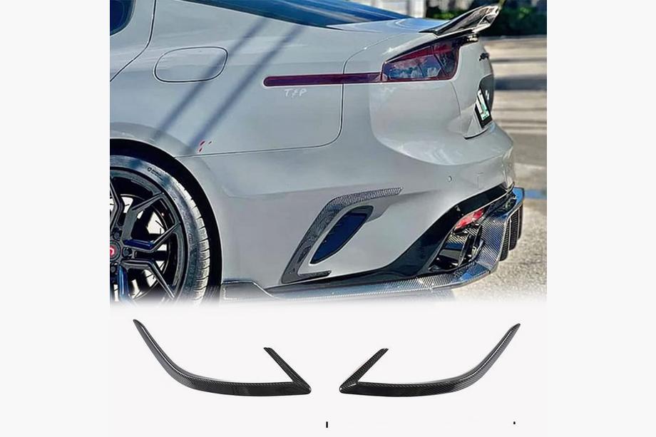 Kia Stinger 2017-2023 рр. Накладка на задній бампер (2017-2020, Карбон) Фото 1