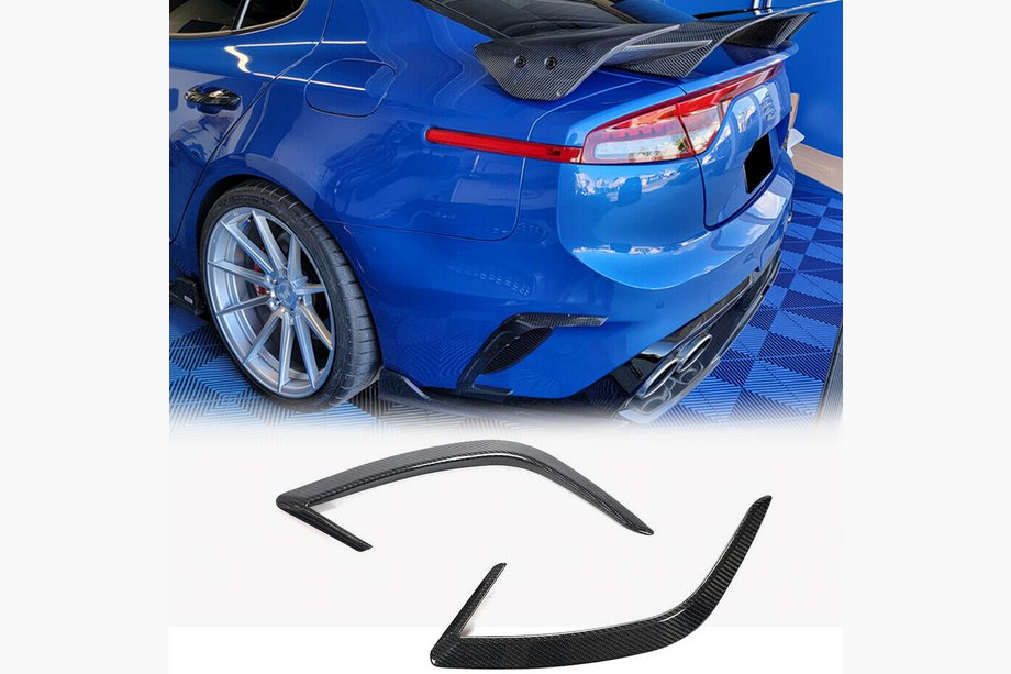 Kia Stinger 2017-2023 рр. Накладка на задній бампер (2017-2020, Карбон) Фото 2