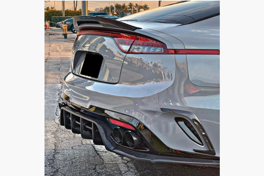 Kia Stinger 2017-2023 рр. Накладка на задній бампер (2017-2020, Карбон) Фото 3