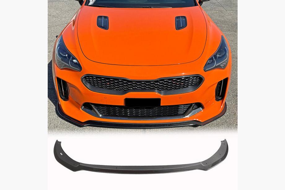 Kia Stinger 2017-2023 рр. Накладка на передній бампер Lip (Карбон) Image