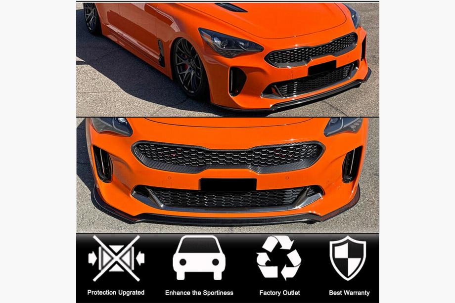 Kia Stinger 2017-2023 рр. Накладка на передній бампер Lip (Карбон) Фото 2