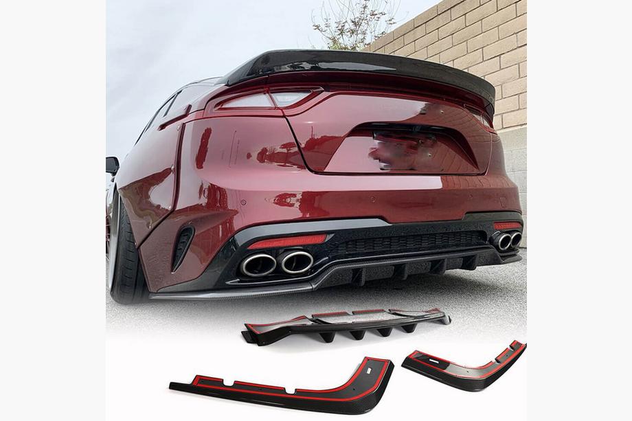 Kia Stinger 2017-2023 рр. Дифузор заднього бампера (Карбон) Image
