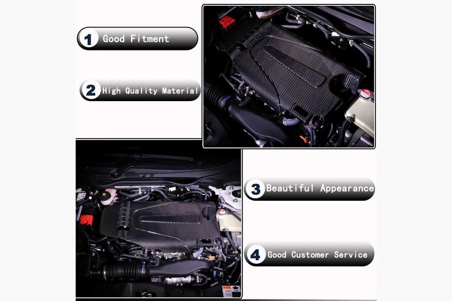 Honda Civic Sedan X 2016-2021 рр. Кришка двигуна (Карбон) Фото 3