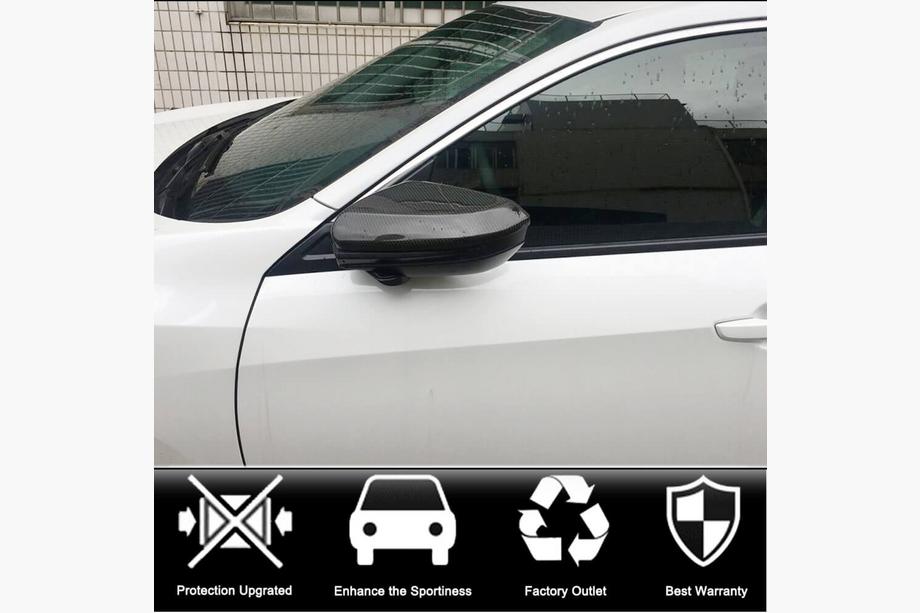 Honda Civic Sedan X 2016-2021 рр. Кришки дзеркал V1 (Карбон) Фото 2