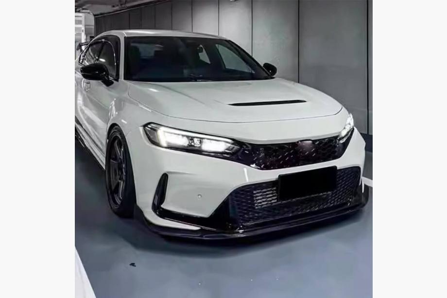 Honda Civic HB 2021- рр. Накладка на передній бампер Lip V2 (Карбон) Фото 3
