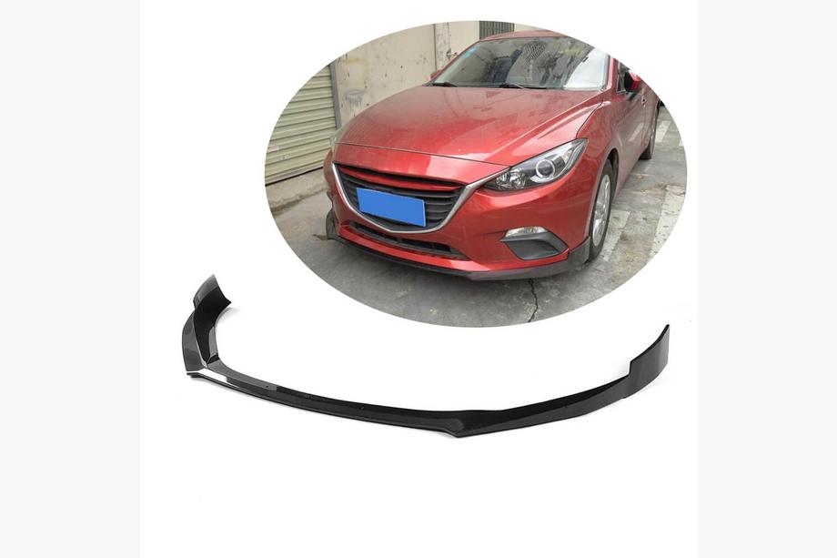 Mazda 3 2013-2019 рр. Накладка на передній бампер Lip (2014-2016, Карбон) Фото 1