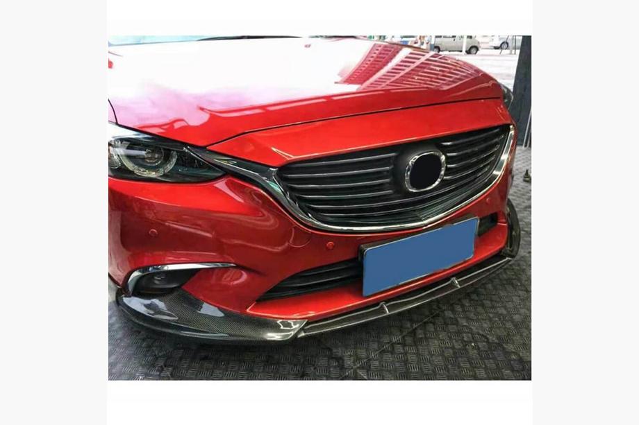 Mazda 6 2012-2024 рр. Накладка на передній бампер Lip V1 (2017-2019, Карбон) Фото 2