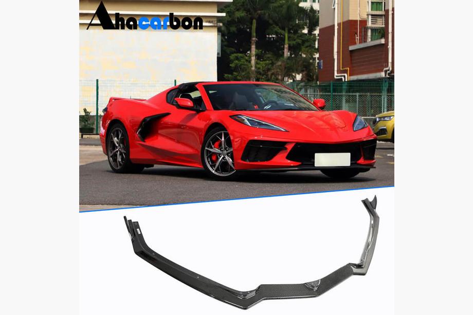 Chevrolet Corvette C8 2019- рр. Накладка на передній бампер Lip (2019-2022, Карбон) Фото 2
