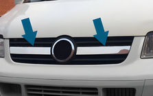 Volkswagen T5 Transporter 2003-2010 рр. Накладки на решітку по центру (2 шт, нерж) фото 6