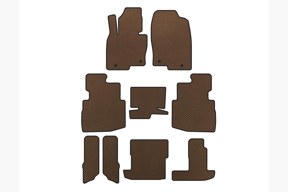 Mazda CX-9 2017- рр. Килимки EVA (3 ряди, 7-ми місний, Коричневий) Image