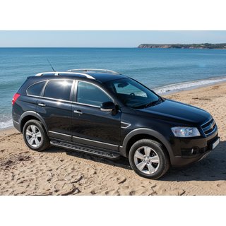 Бокові пороги RedLine Black (2 шт., Алюміній) Chevrolet Captiva 2006-2019 рр. фото 2