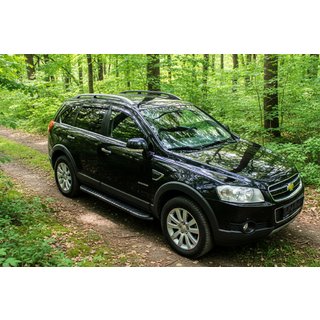 Бокові пороги Bosphorus Black (2 шт., Алюміній) Chevrolet Captiva 2006-2019 рр. фото 1