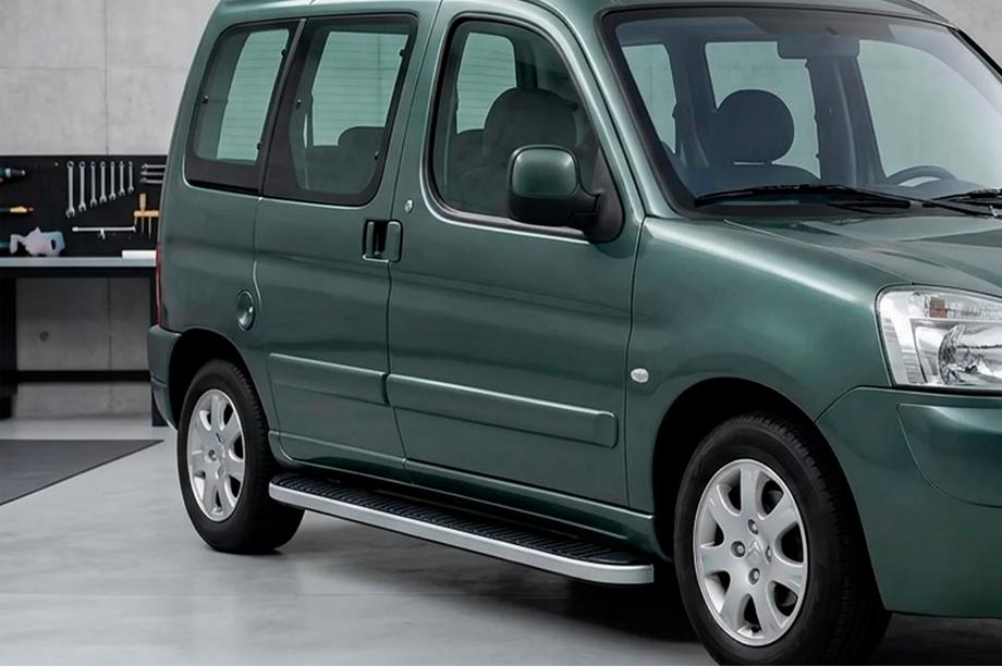 Peugeot Partner 1996-2008 рр. Бокові пороги Tayga Grey (2 шт., алюміній) Image