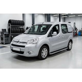 Бокові пороги Maydos V1 (2 шт., Алюміній ↗ нерж) Citroen Berlingo 2008-2018 рр. фото 1