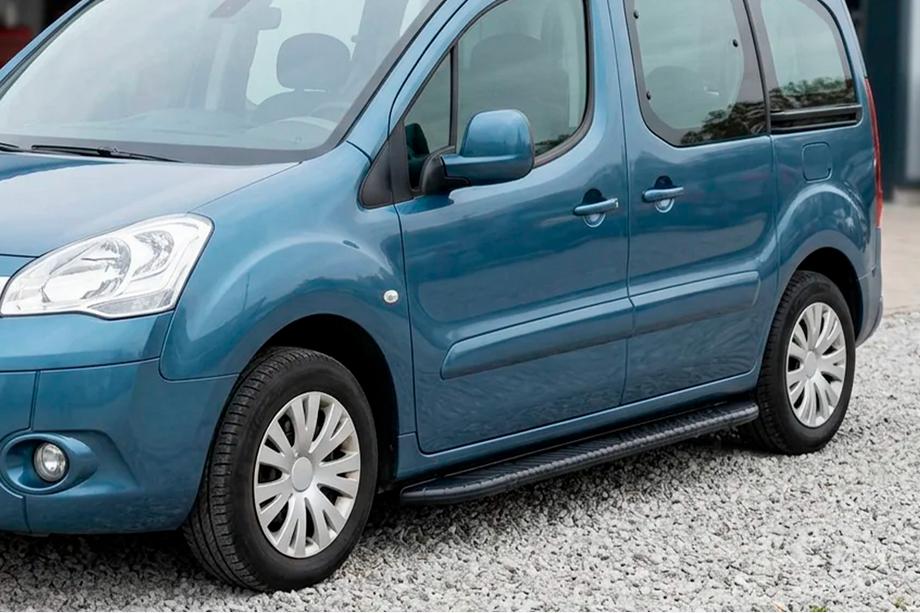 Peugeot Partner Tepee 2008-2018 рр. Бокові пороги Bosphorus Black (2 шт., Алюміній) Image