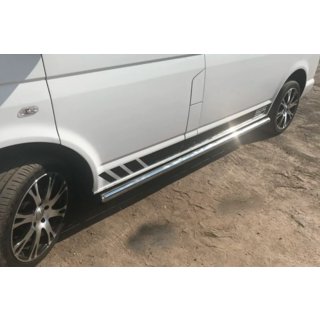 Бічні труби (2 шт., нерж) Volkswagen T5 Transporter 2003-2010 рр. фото 3