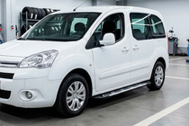 Peugeot Partner Tepee 2008-2018 рр. Бокові пороги Sunrise (2 шт., алюміній) фото 1