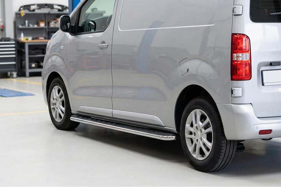 Fiat Scudo 2007-2015 рр. Бокові пороги Maydos V1 (2 шт., Алюміній ↗ нерж) Image