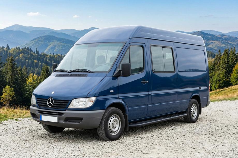 Mercedes Sprinter W901/902/903/904/905 1995-2006 рр. Бокові пороги Bosphorus Black (2 шт., Алюміній) Image
