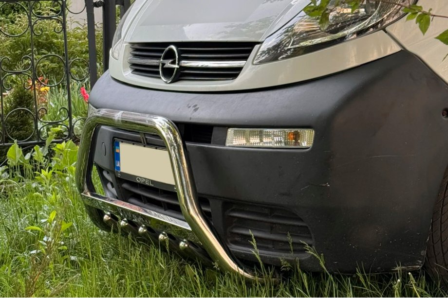 Opel Vivaro 2001-2015 рр. Кенгурятник WT003-4 (нерж.) З написом Фото 4