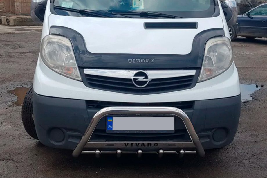 Opel Vivaro 2001-2015 рр. Кенгурятник WT003-4 (нерж.) З написом Фото 2