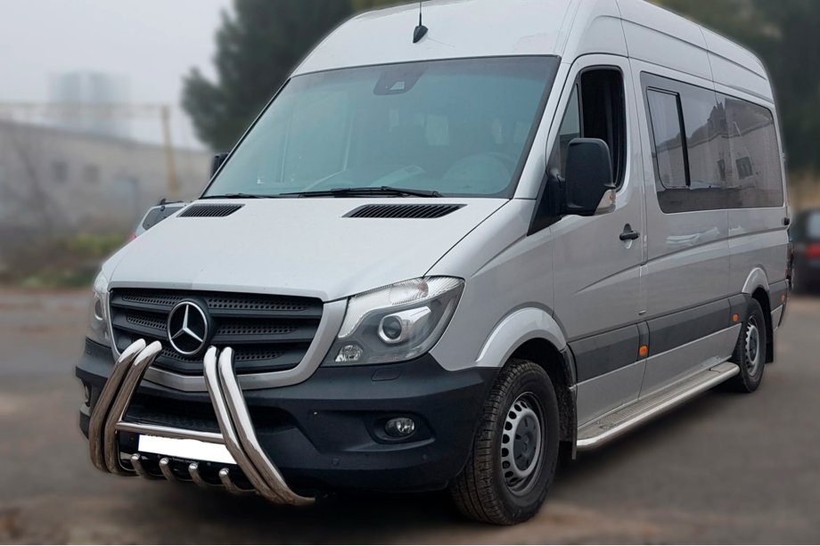 Mercedes Sprinter W906 2006-2018 рр. Кенгурятник F1-01 (2013-2018, нерж.) Фото 3