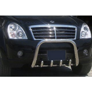 Кенгурятник QT006 (нерж) SsangYong Rexton I 2001-2017 рр. фото 1