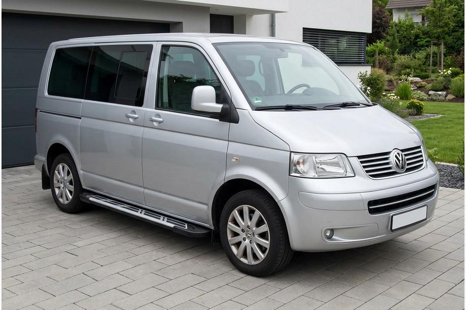 Volkswagen T5 Multivan 2003-2010 рр. Бокові пороги Sunrise (2 шт., алюміній) Коротка база Фото 1