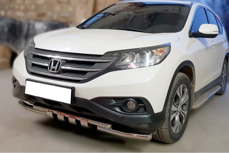 Honda CRV 2012-2016 рр. Передній захист Shark (нерж) Фото 2