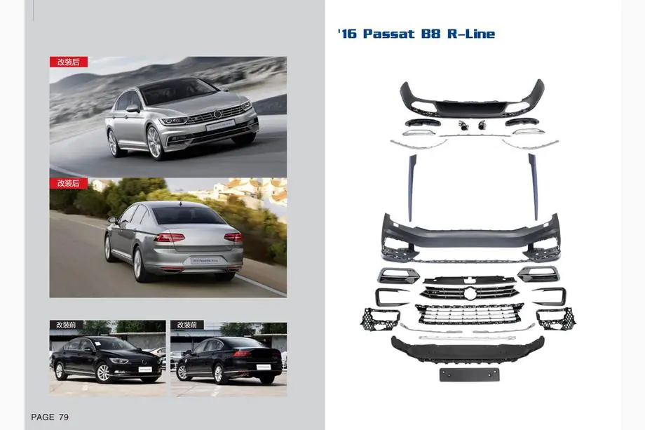 Volkswagen Passat B8 2015-2023 рр. Комплект обвісів R-Line (Для 2015-2020) Фото 1