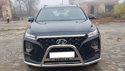Hyundai Santa Fe 4 2018-2023 рр. Кенгурятник вусатий WT006 (нерж) фото 1