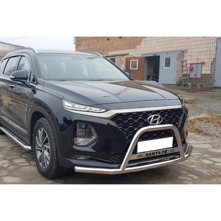 Кенгурятник вусатий WT006 (нерж) Hyundai Santa Fe 4 2018-2023 рр. фото 2