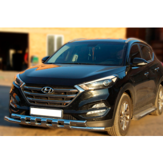 Передній захист Shark (нерж) Hyundai Tucson TL 2016-2021 рр. фото 1