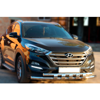Передній захист Shark (нерж) Hyundai Tucson TL 2016-2021 рр. фото 2