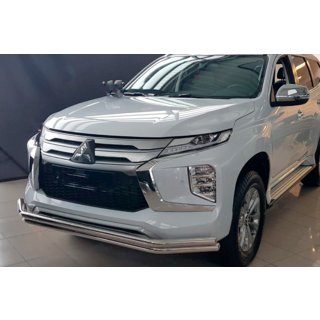 Передній захист F3-60 (2020+, нерж) Mitsubishi Pajero Sport 2015- рр. фото 2