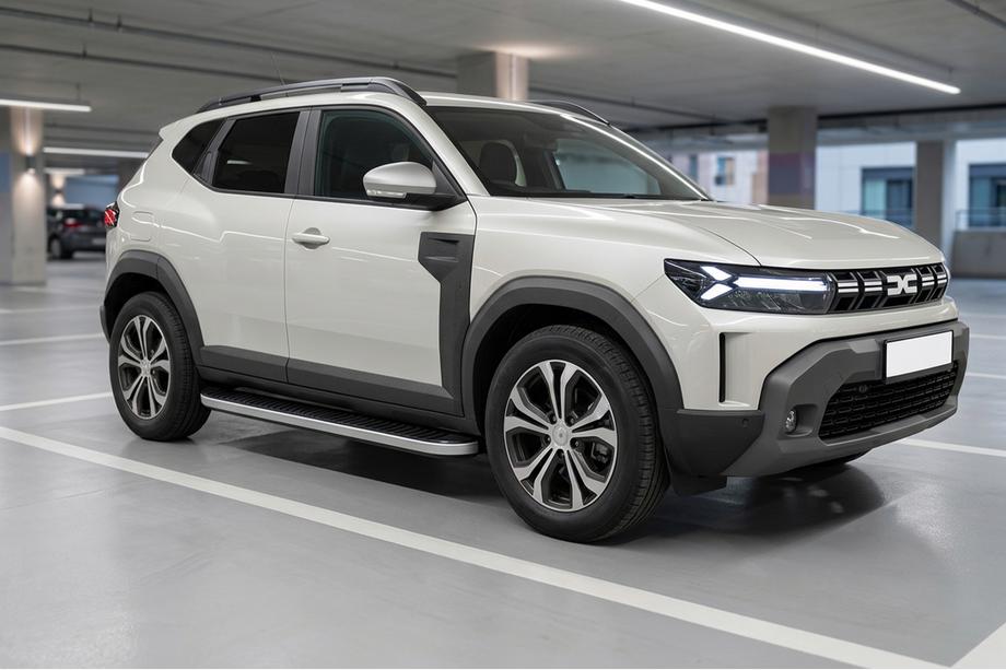Dacia Duster 2024- рр. Бокові пороги Tayga Grey V1 (2 шт., алюміній) Фото 1