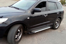 Hyundai Santa Fe 2 2006-2012 рр. Бокові пороги Line (2 шт., алюміній) фото 1
