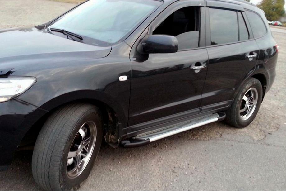 Hyundai Santa Fe 2 2006-2012 рр. Бокові пороги Line (2 шт., алюміній) Image