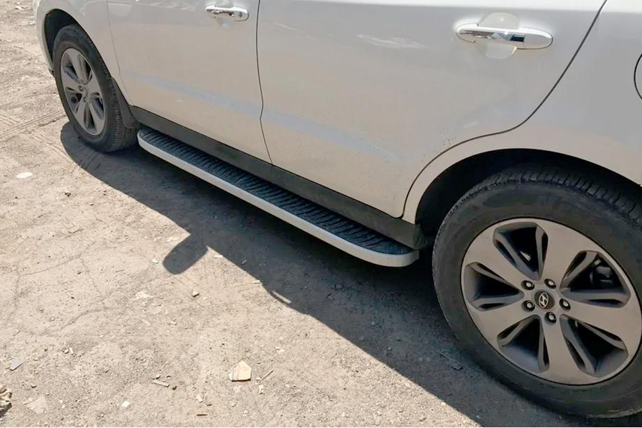 Hyundai Santa Fe 2 2006-2012 рр. Бокові пороги Tayga Grey (2 шт., алюміній) Фото 6