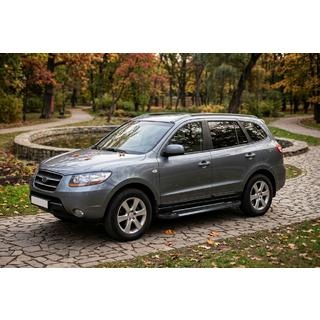 Бокові пороги RedLine Black (2 шт., Алюміній) Hyundai Santa Fe 2 2006-2012 рр. фото 1