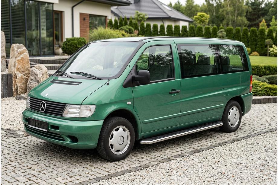 Mercedes Vito W638 1996-2003 рр. Бокові пороги Maydos V1 (2 шт., Алюміній ↗ нерж) Image